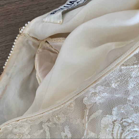 Brilliante By J.A. Vintage Pearl sequin Ivory Cream Lace Party Dress Large - Picture 10 of 11
